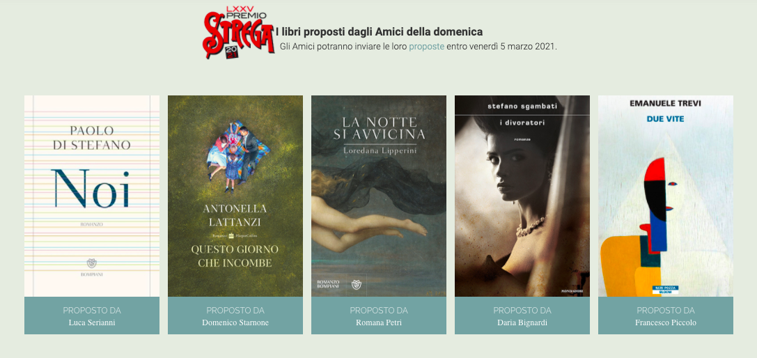 Premio Strega 2021: annunciati i primi 5 titoli