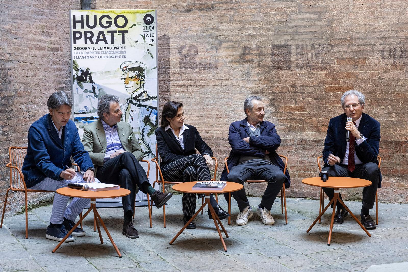 Monti Buzzetti all’inaugurazione di “Geografie immaginarie”, la grande mostra su Hugo Pratt